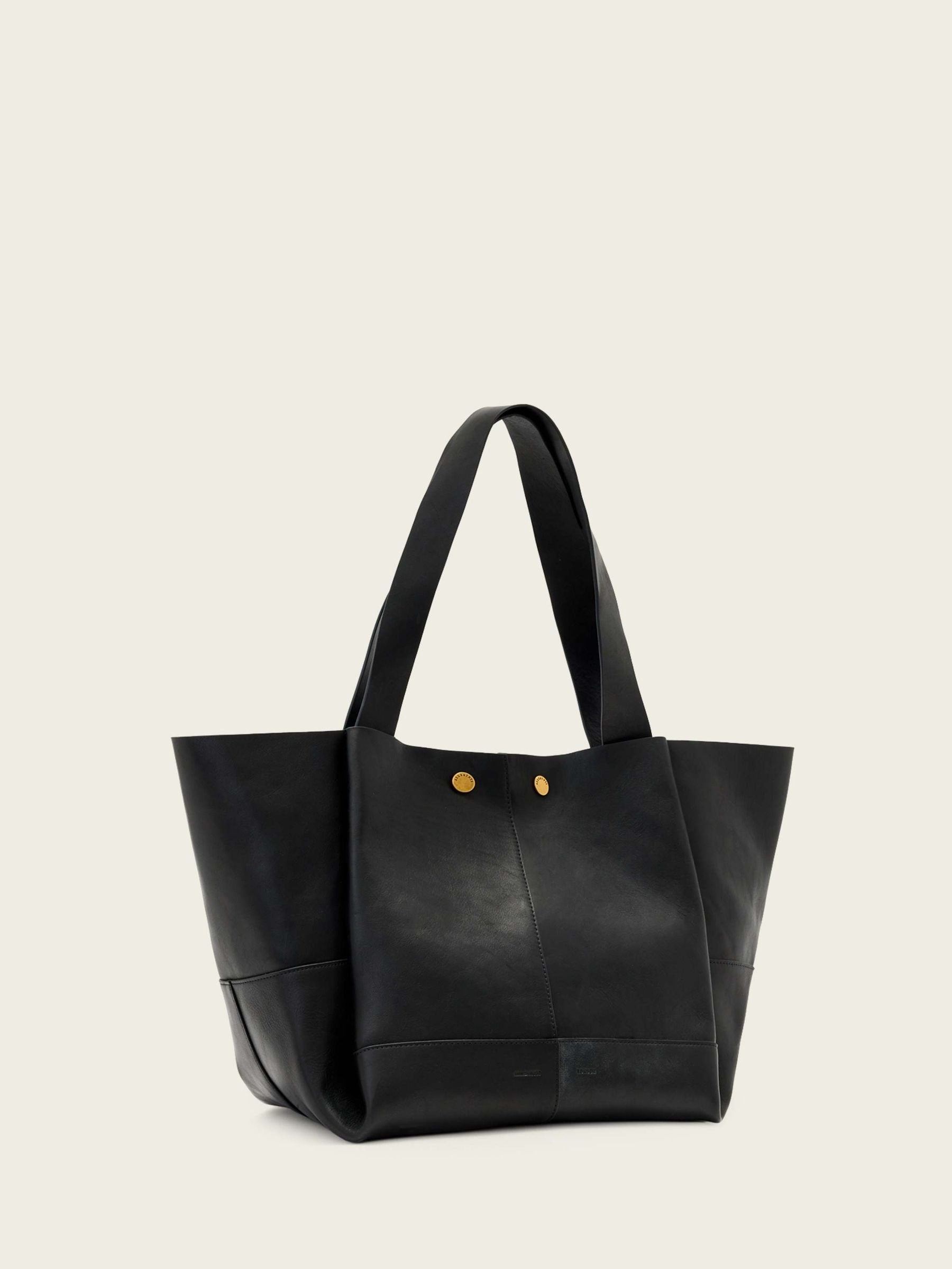 AllSaints Black Rosalie Tote leather handbag, imported from the UK