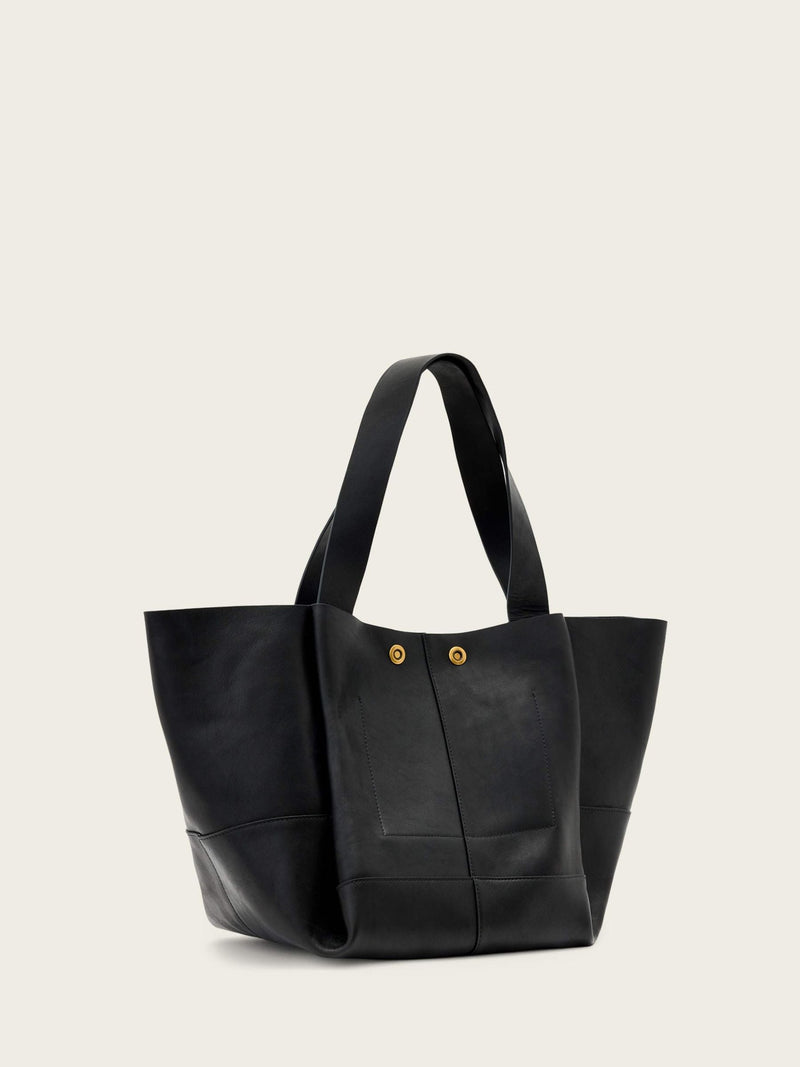 AllSaints Black Rosalie Tote leather handbag, imported from the UK