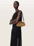 AllSaints Rosalie Arc Raffia woven paper handbag in brown (British brand)