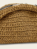 AllSaints Rosalie Arc Raffia woven paper handbag in brown (British brand)