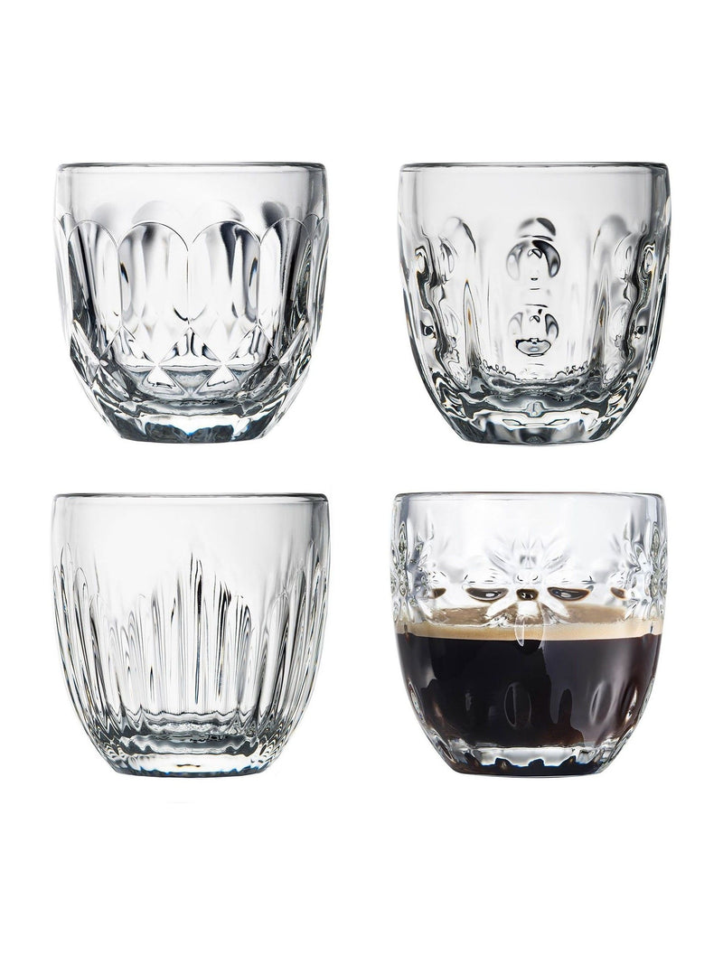 La Rochère assorted espresso glasses set of 4, imported from the UK