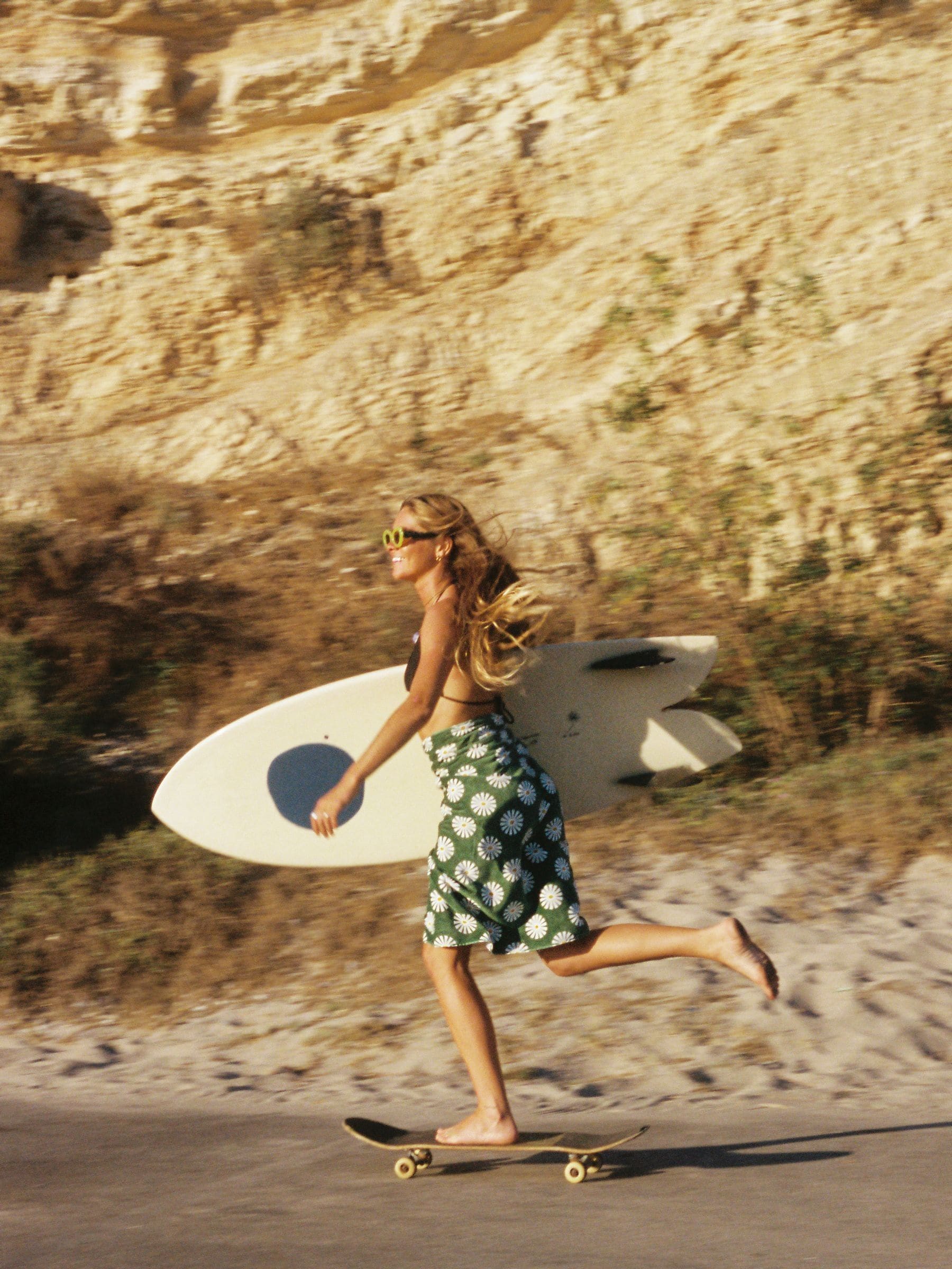 SlowTide Green Sun Dazed artistic beach towel 30x60 inches, imported from the UK