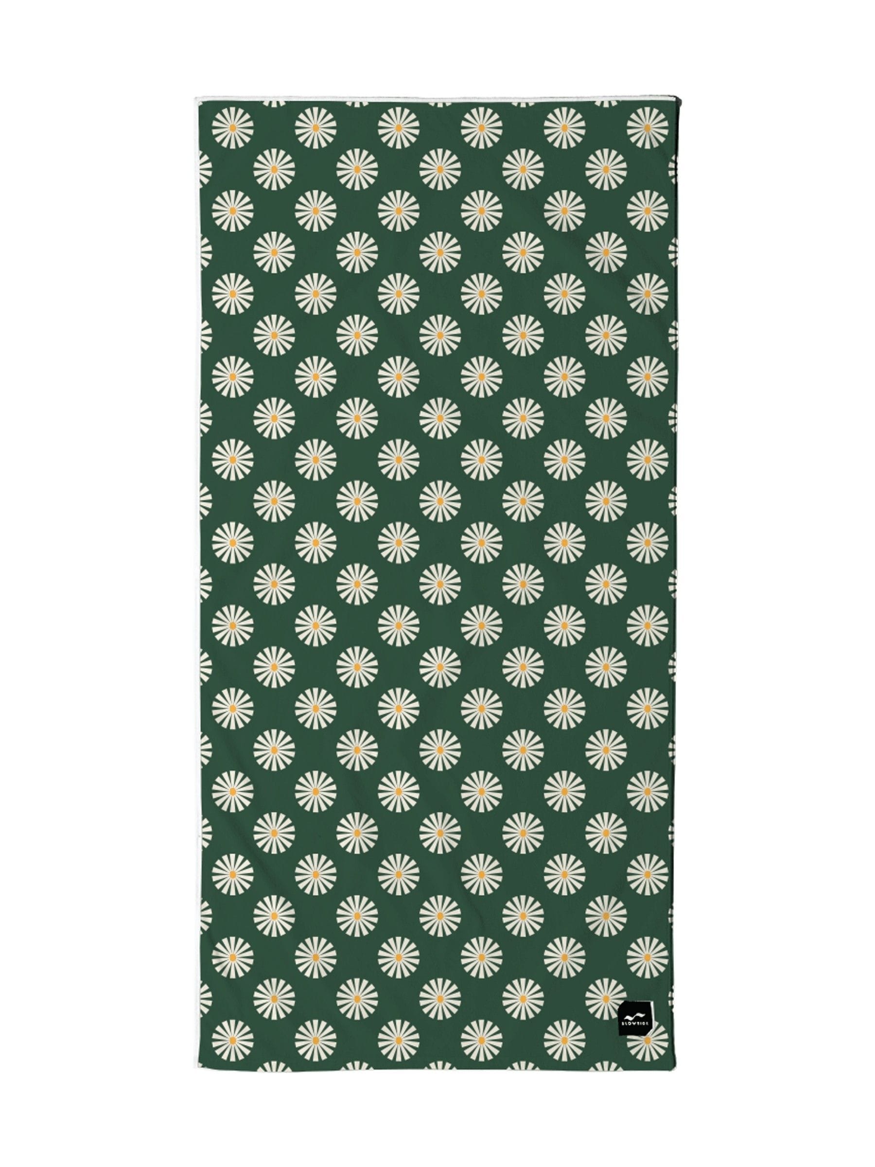 SlowTide Green Sun Dazed artistic beach towel 30x60 inches, imported from the UK
