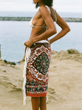 SlowTide Burgundy Haven cotton artistic beach towel, imported from the UK