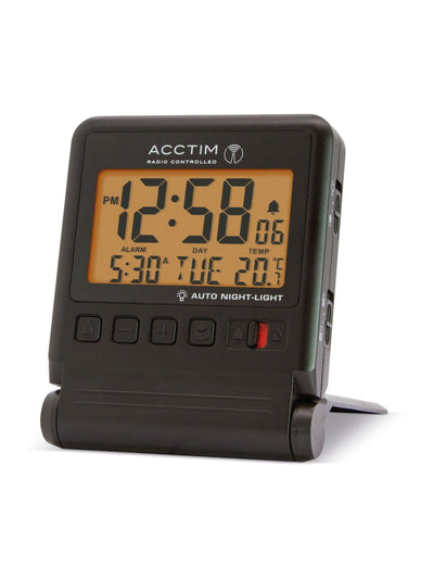 Next Acctim Skylab Black Gold Tone Smartlite Radio Controlled Travel Alarm- Buy online at McGrocer