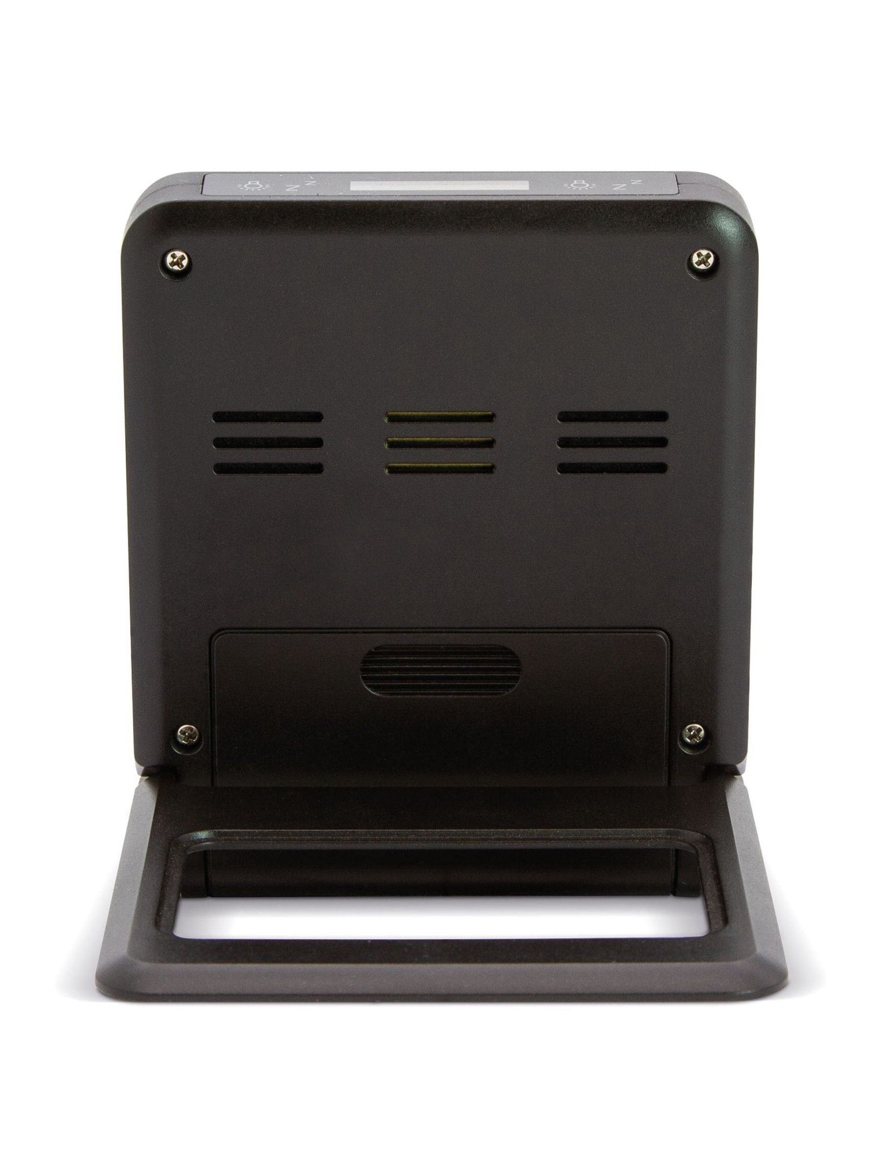 Acctim Skylab travel alarm clock black gold tone, UK version