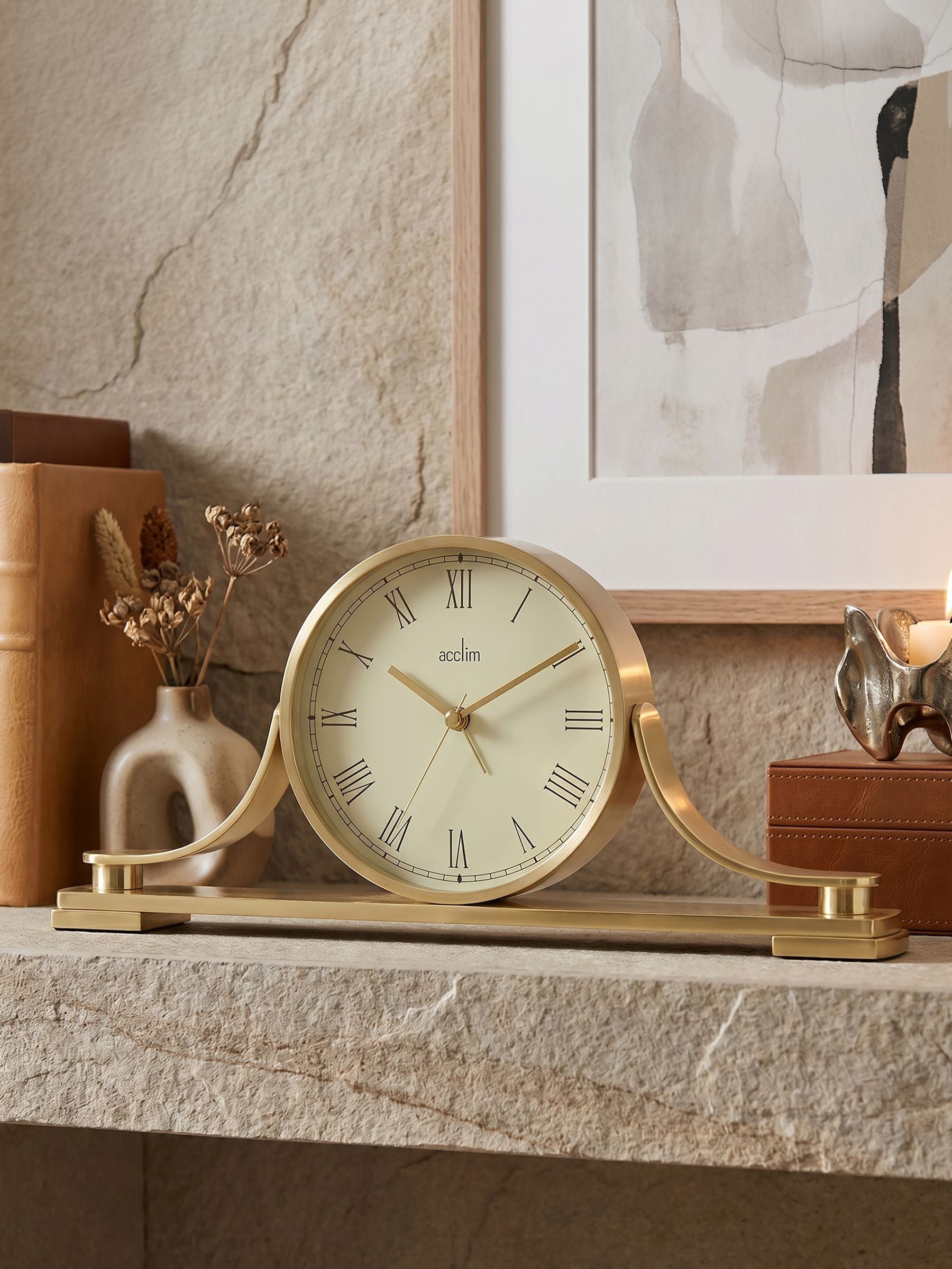 Acctim Clocks Wardley brass effect metal table clock (British brand)
