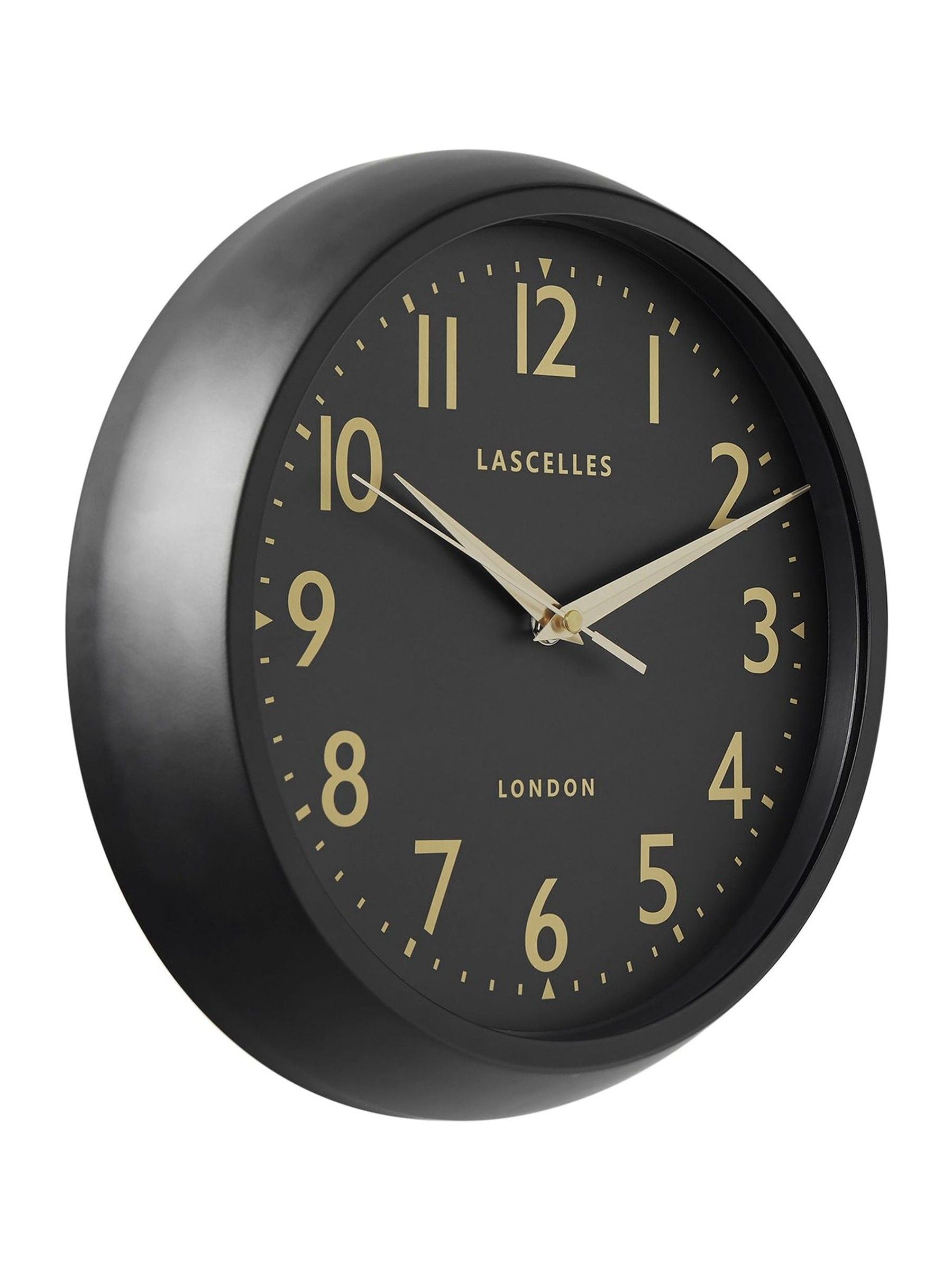 Brookpace Lascelles black retro wall clock, imported from the UK