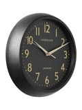 Brookpace Lascelles black retro wall clock, imported from the UK