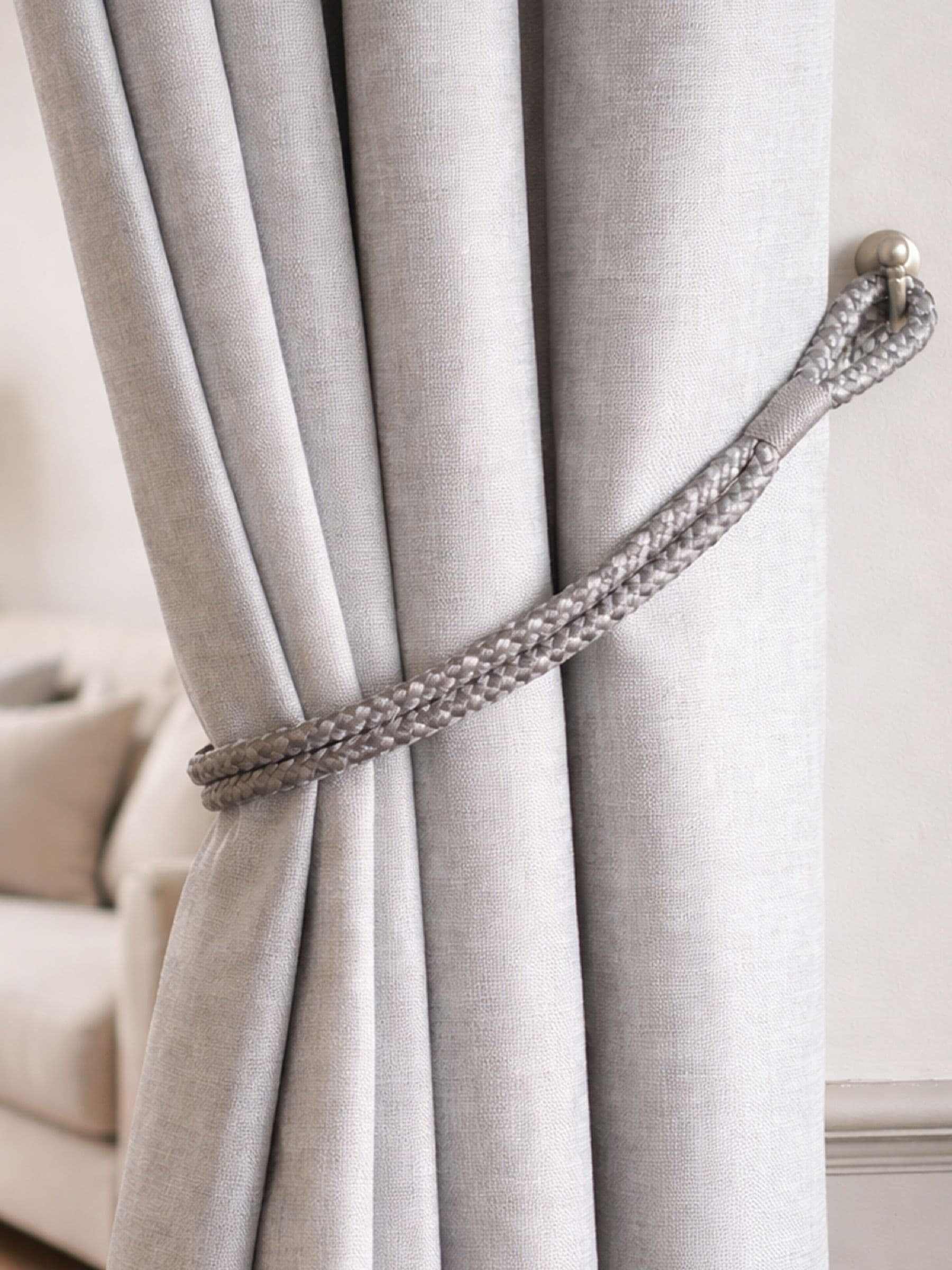 Laura Ashley Grey Gillian curtain tiebacks set of 2, UK version