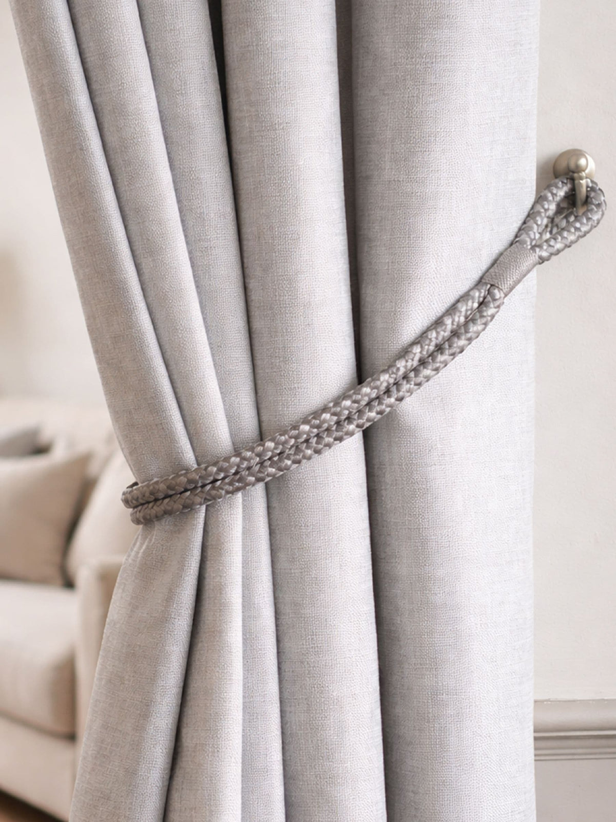 Laura Ashley Grey Gillian curtain tiebacks set of 2, UK version