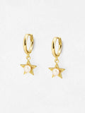 Oliver Bonas gold plated pearl star drop hoop earrings (British brand)