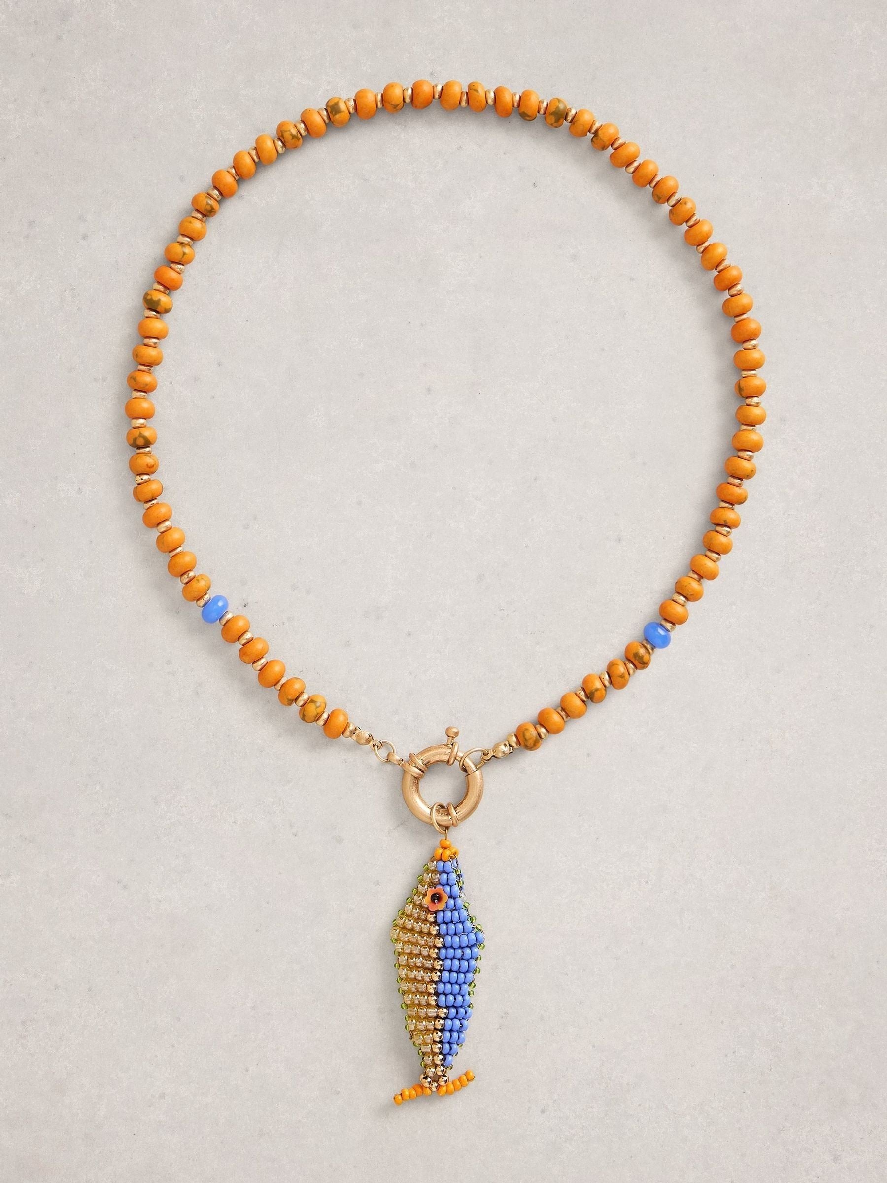 White Stuff Orange Semi Precious Fish Necklace - British product