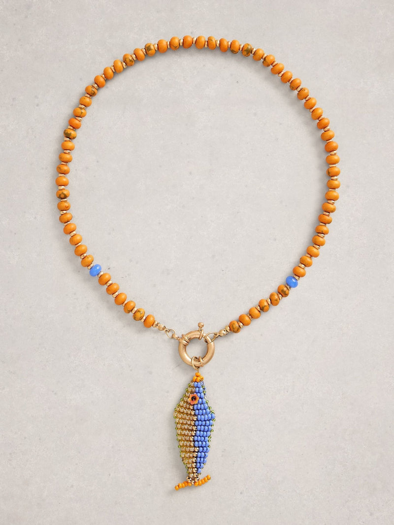 White Stuff Orange Semi Precious Fish Necklace - British product