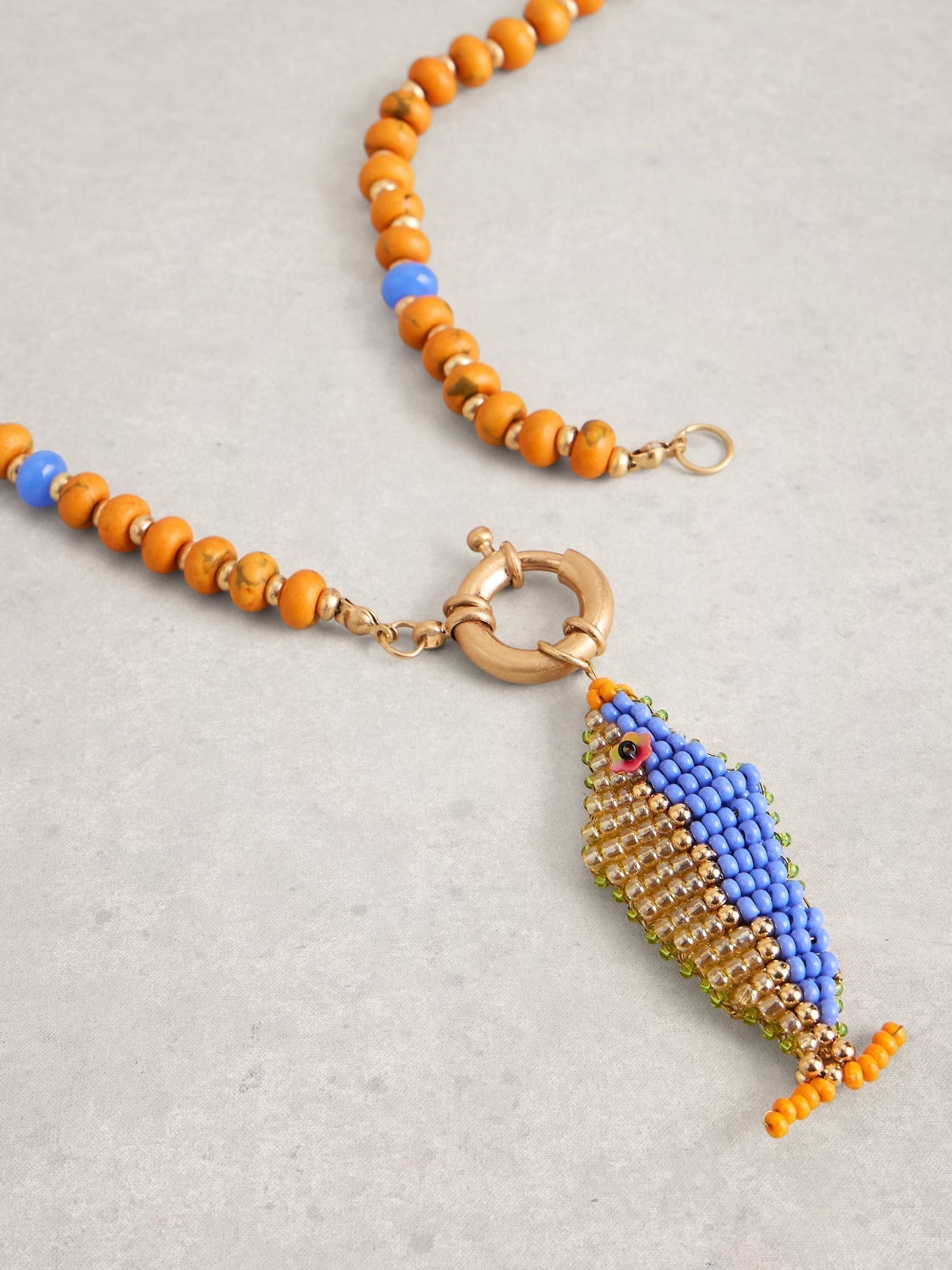 White Stuff Orange Semi Precious Fish Necklace - British product