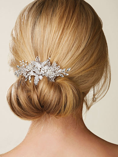 Next Jon Richard Silver Suzie Open Leaf and Crystal Hair Clip- Buy online at McGrocer