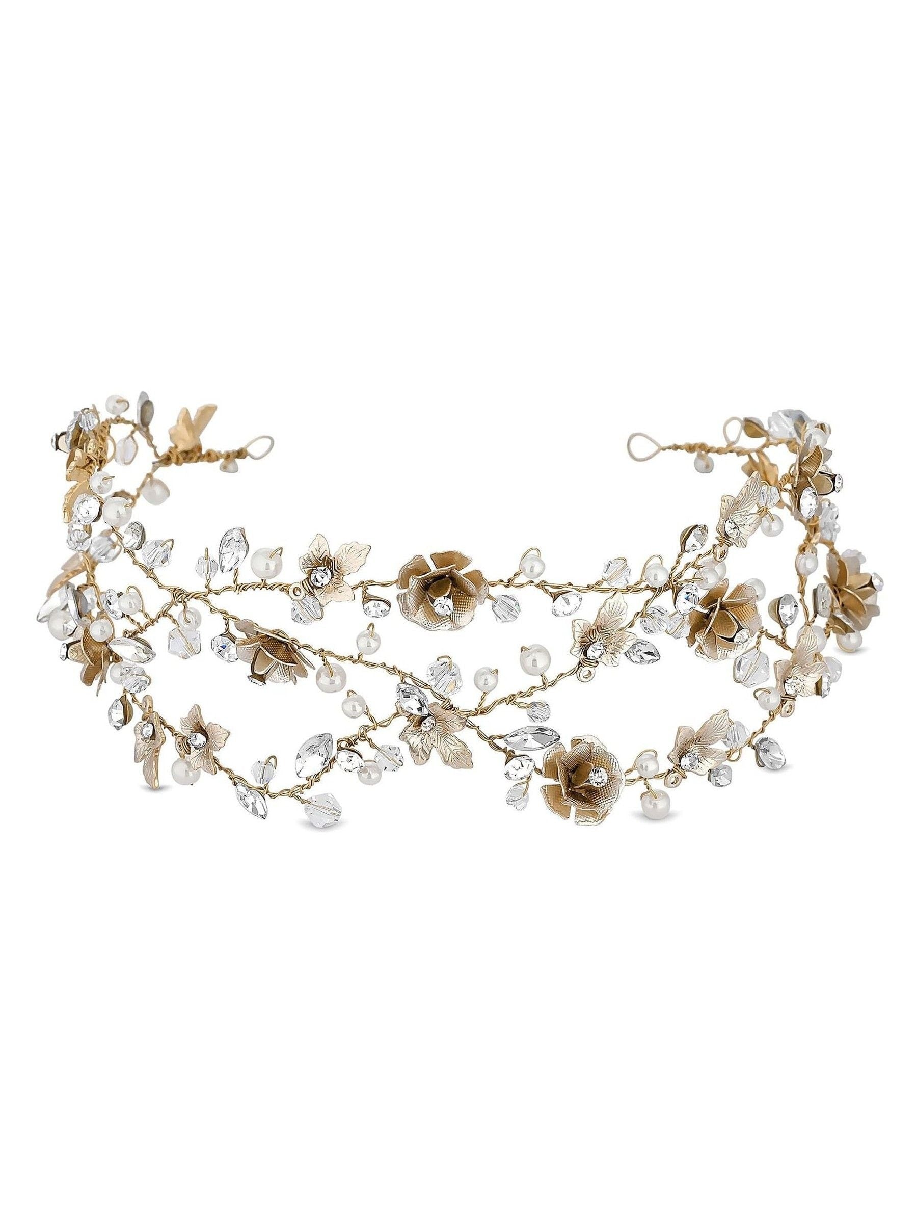 Jon Richard gold plated floral hair vine Sienna, imported from the UK