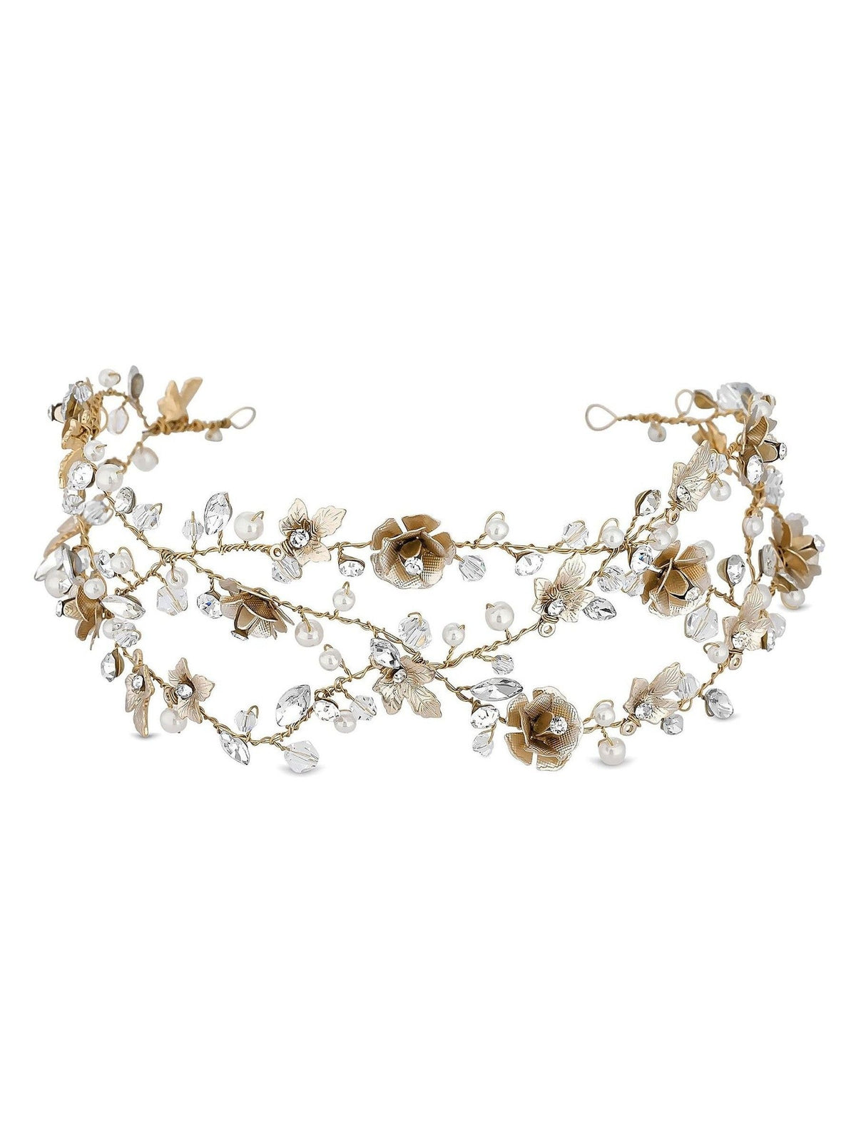 Jon Richard gold plated floral hair vine Sienna, imported from the UK