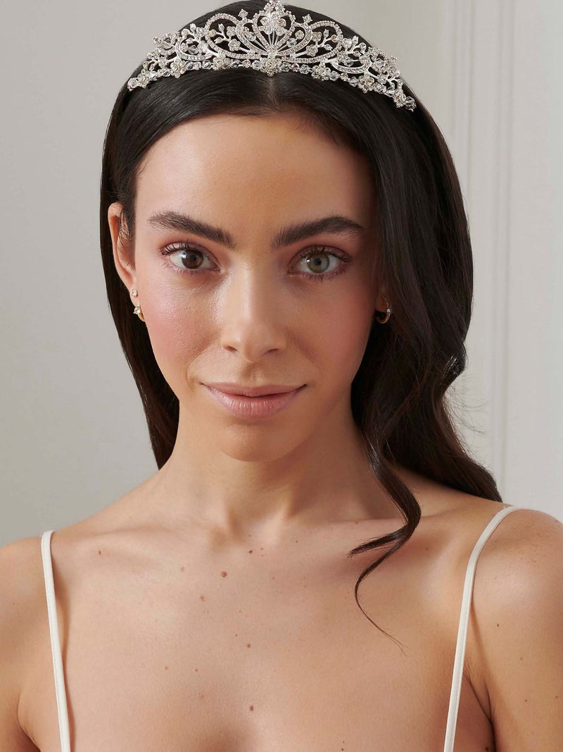 Jon Richard Silver Iris diamante tiara 150mm, imported from the UK