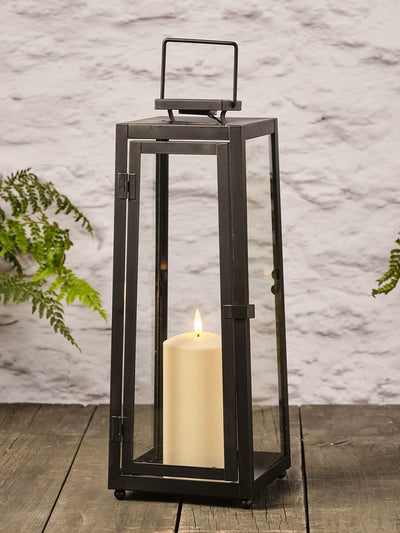 Next Lights4fun Black Porto Large Solar Garden Lantern with TruGlow Candle- Buy online at McGrocer