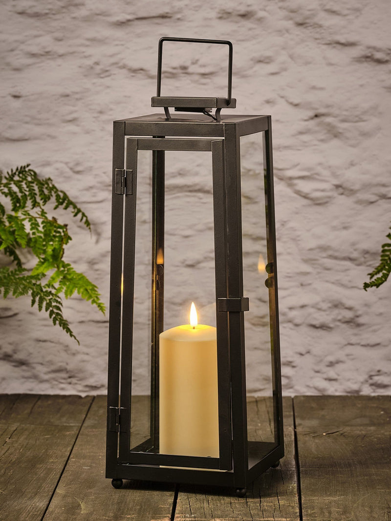 Lights4fun Porto black solar garden lantern large - British product