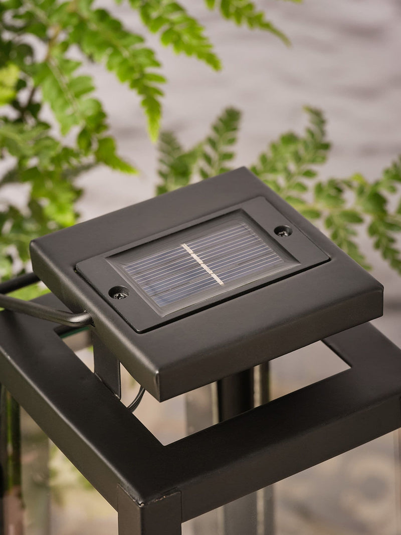 Lights4fun Porto black solar garden lantern large - British product
