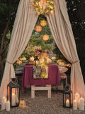 Lights4fun Lucena lantern set brown green pink 20cm, UK version