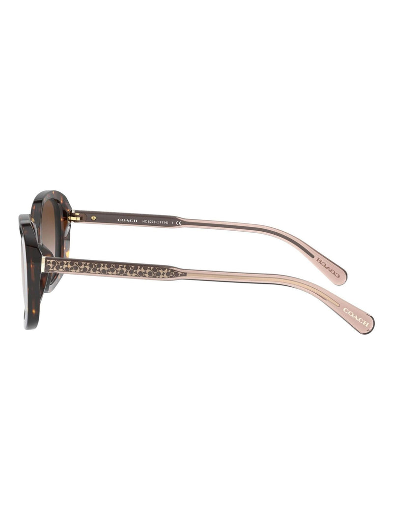 Coach rectangle sunglasses in dark tortoise frame with brown gradient lenses, UK version