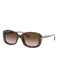 Coach rectangle sunglasses in dark tortoise frame with brown gradient lenses, UK version