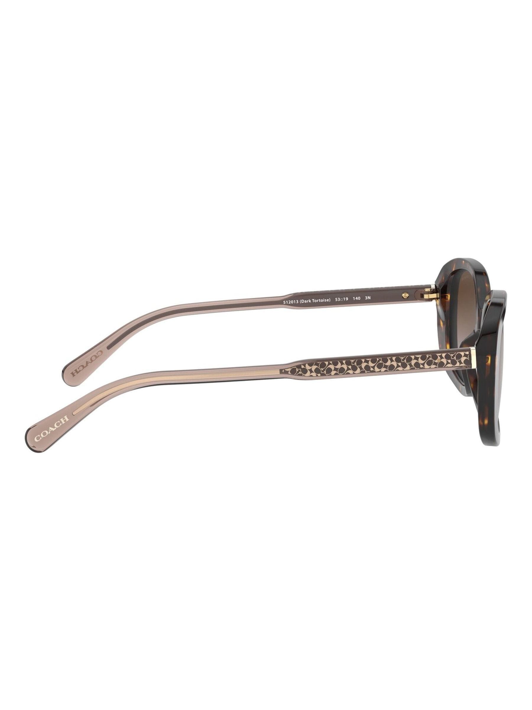 Coach rectangle sunglasses in dark tortoise frame with brown gradient lenses, UK version