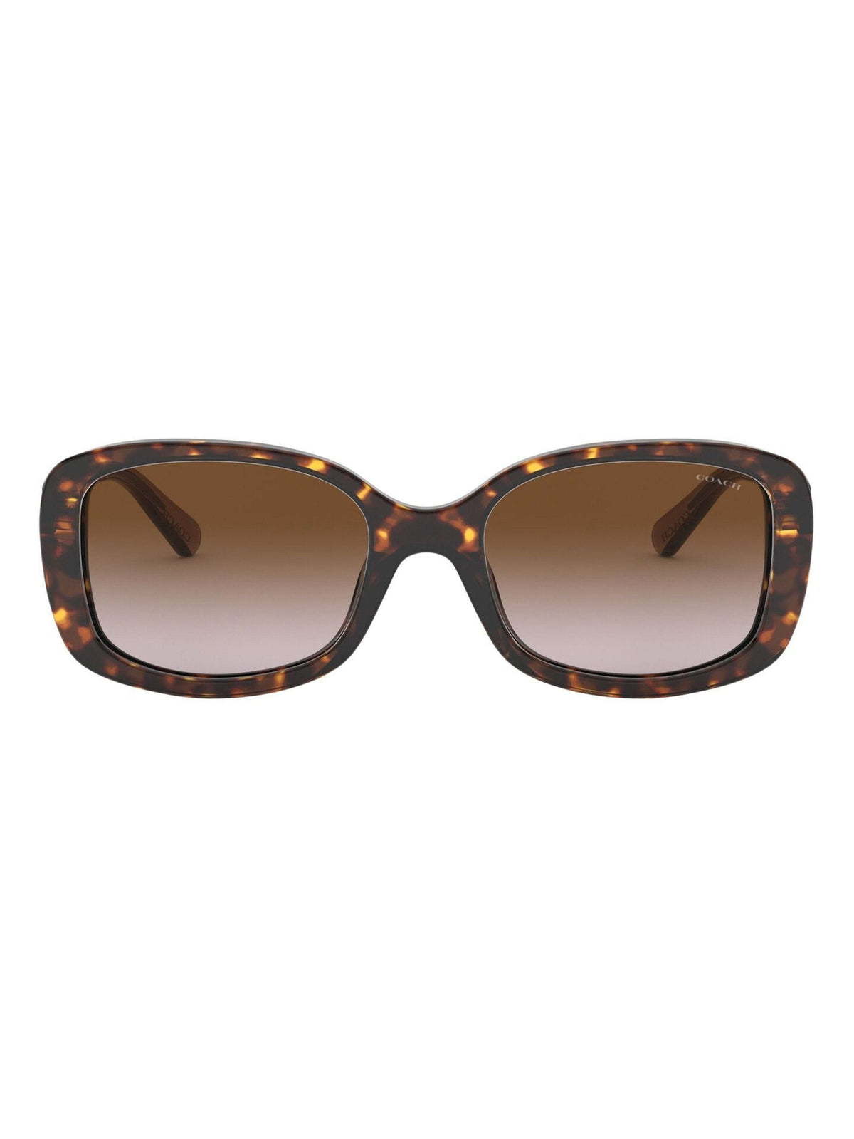 Coach rectangle sunglasses in dark tortoise frame with brown gradient lenses, UK version