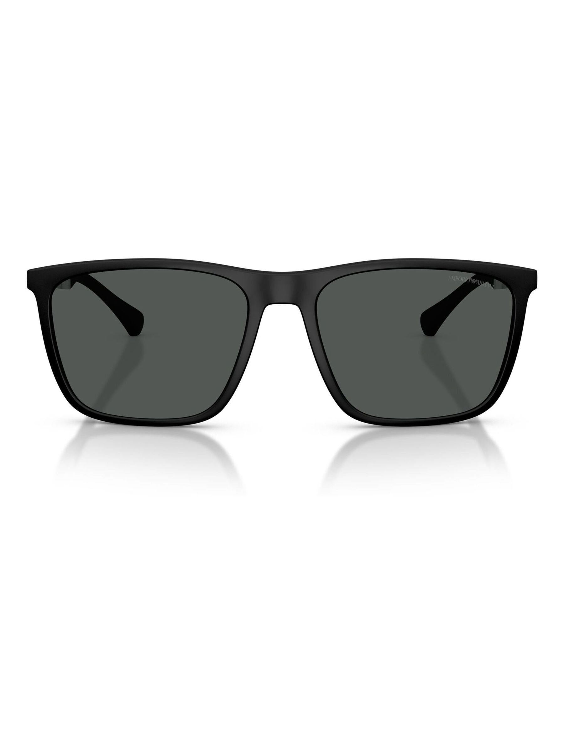 Emporio Armani rectangle sunglasses black frame grey lenses, UK version