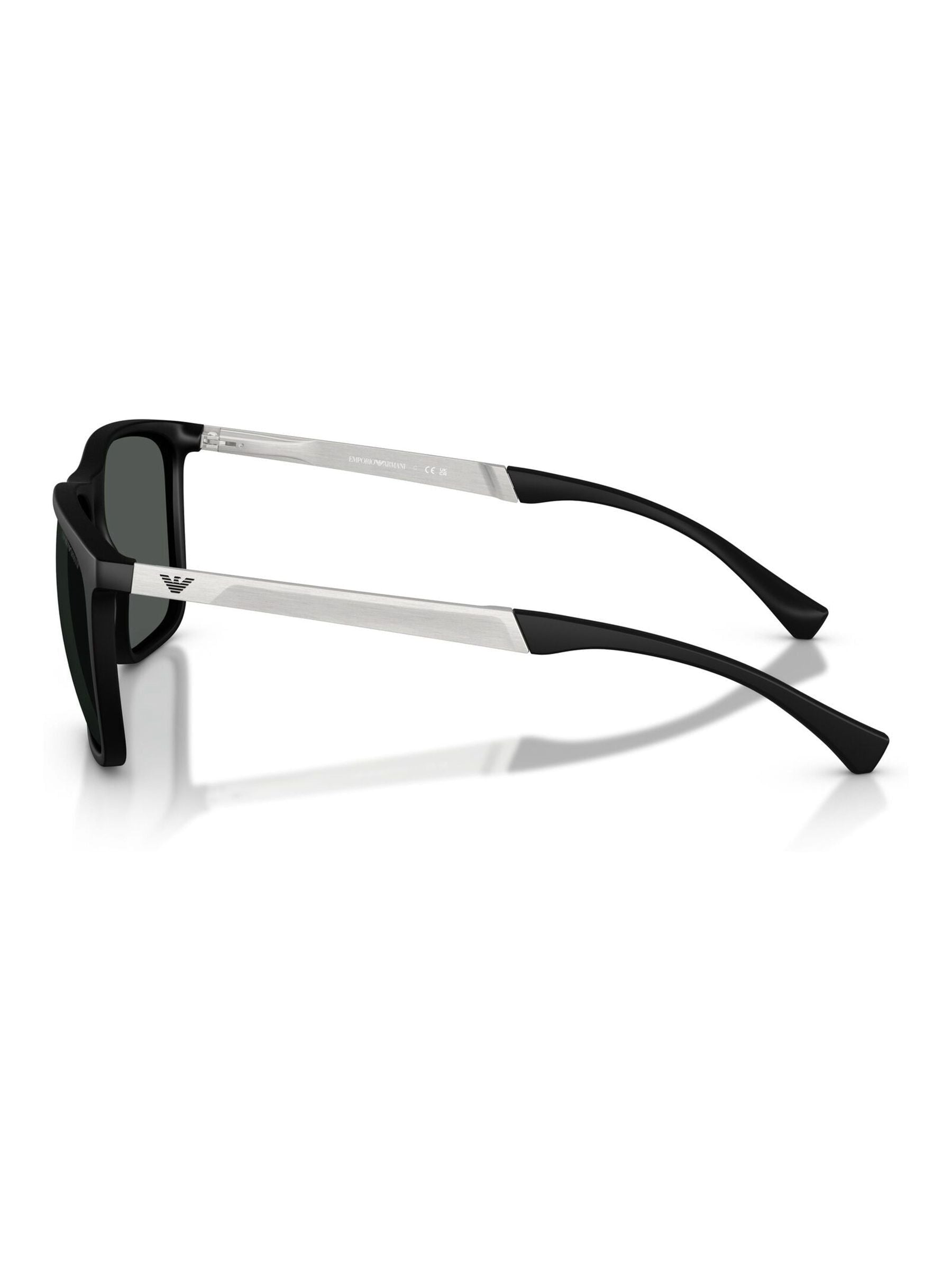 Emporio Armani rectangle sunglasses black frame grey lenses, UK version