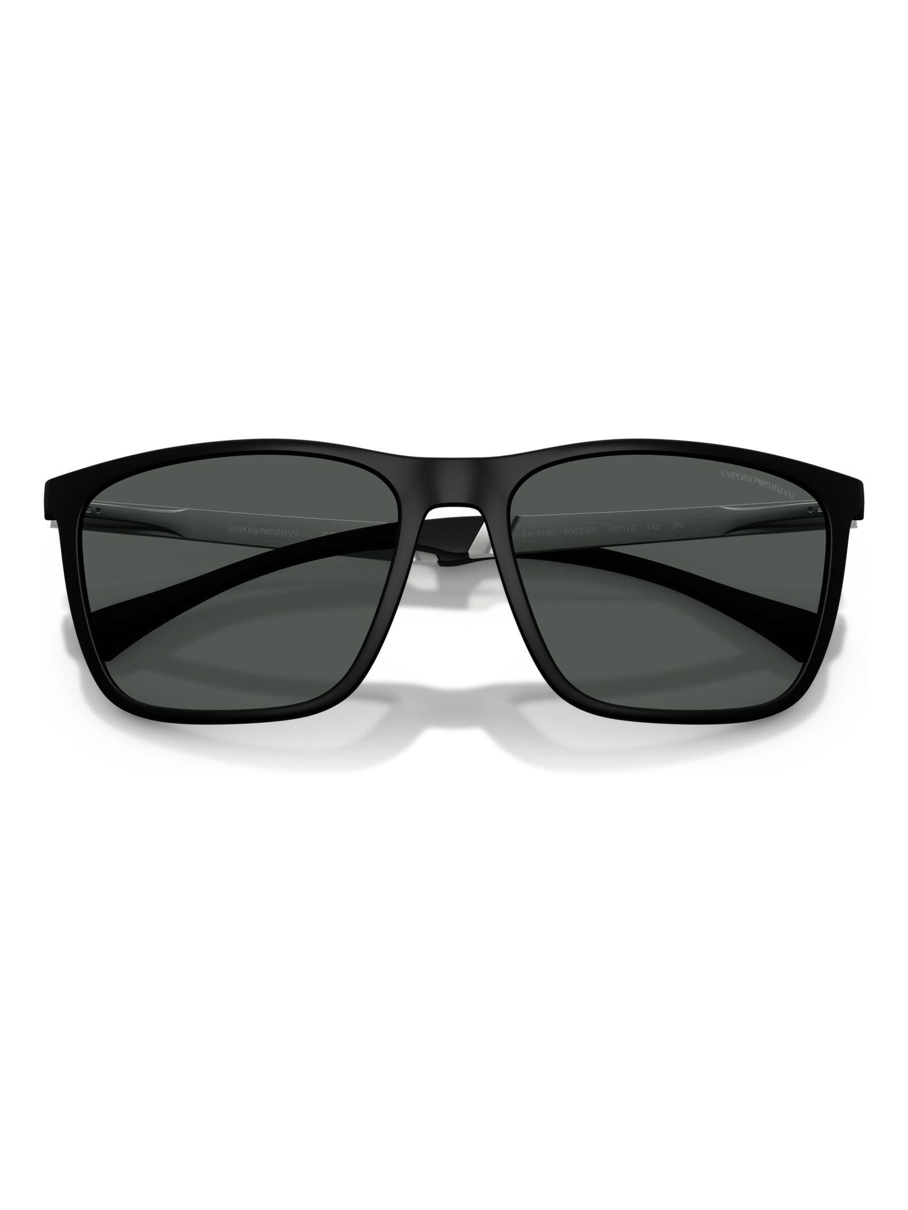 Emporio Armani rectangle sunglasses black frame grey lenses, UK version