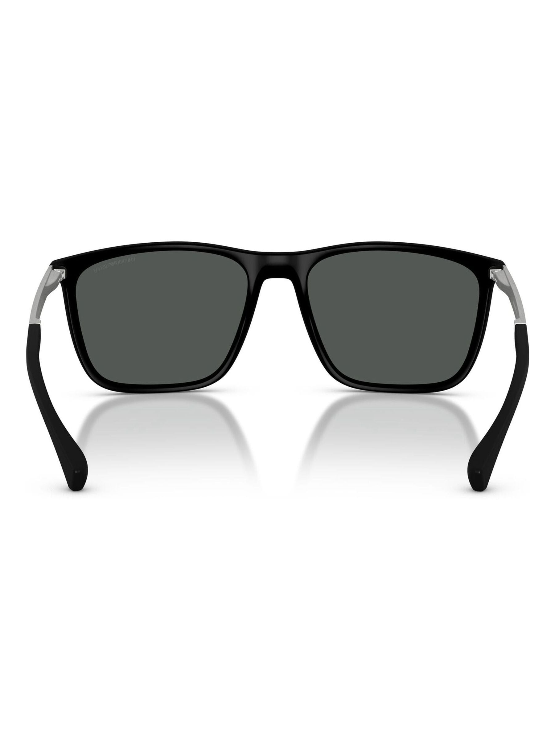 Emporio Armani rectangle sunglasses black frame grey lenses, UK version