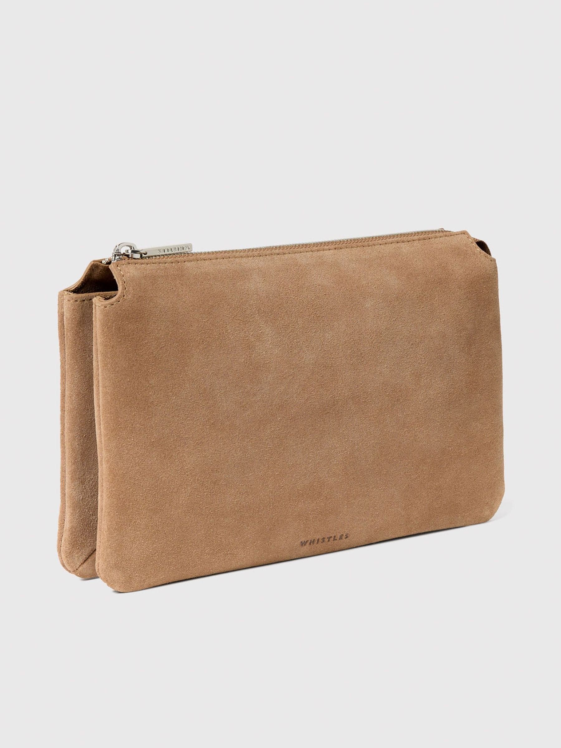 Whistles nude suede Elita pouch clutch (British brand)