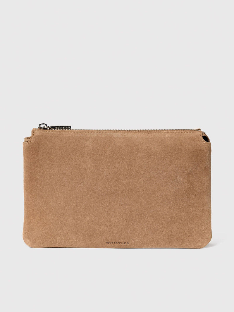 Whistles nude suede Elita pouch clutch (British brand)
