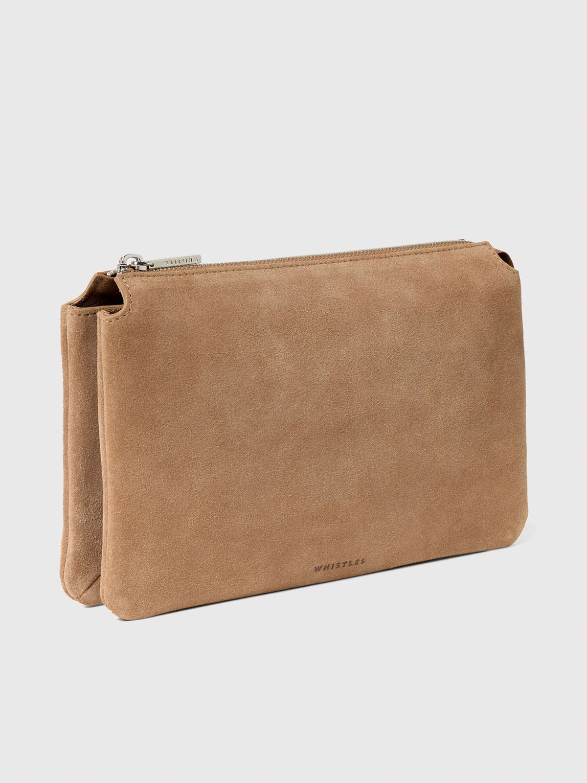 Whistles nude suede Elita pouch clutch (British brand)