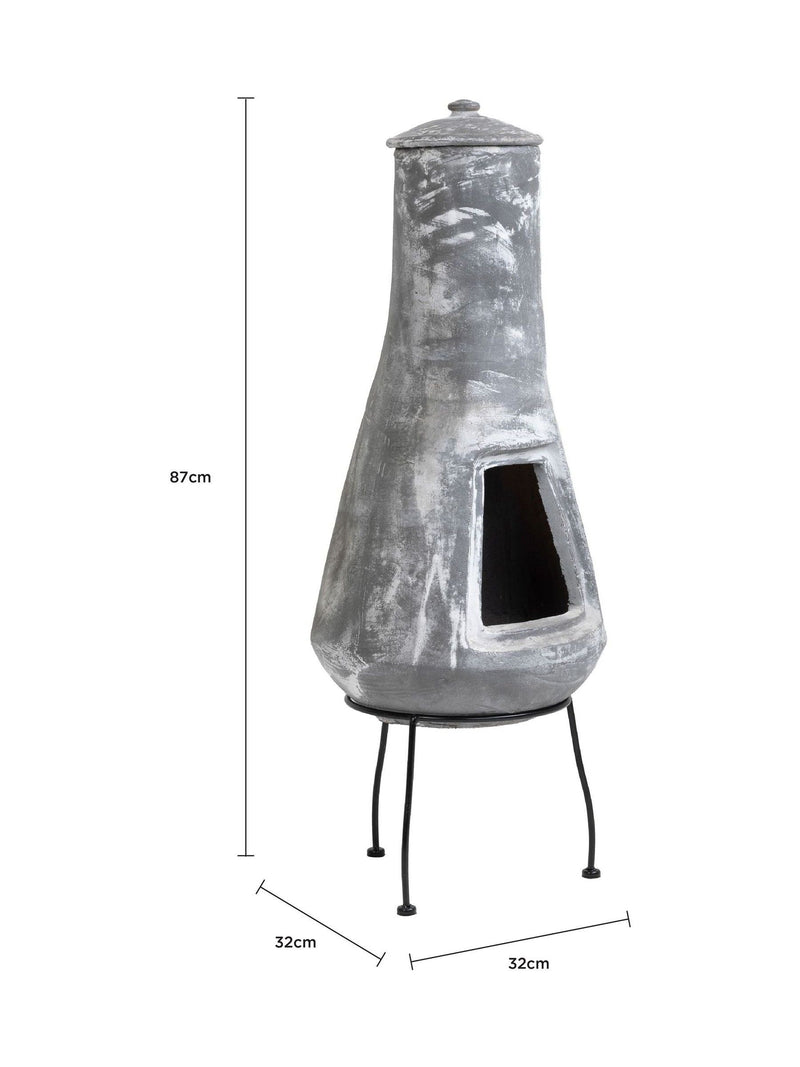Charles Bentley medium Barcelona clay chiminea 87cm, imported from the UK