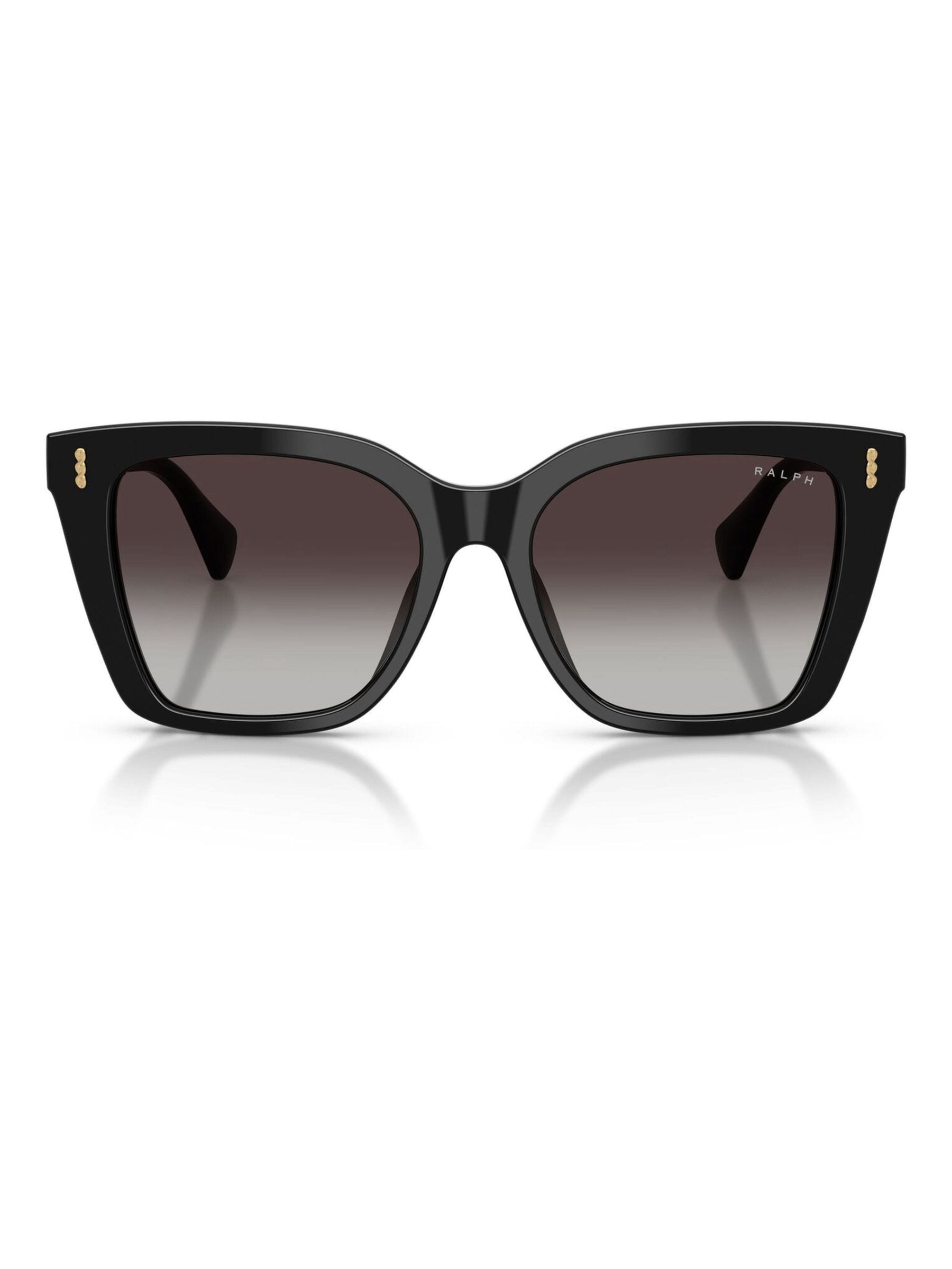 Ralph Lauren black square sunglasses polished acetate grey gradient lenses (British brand)