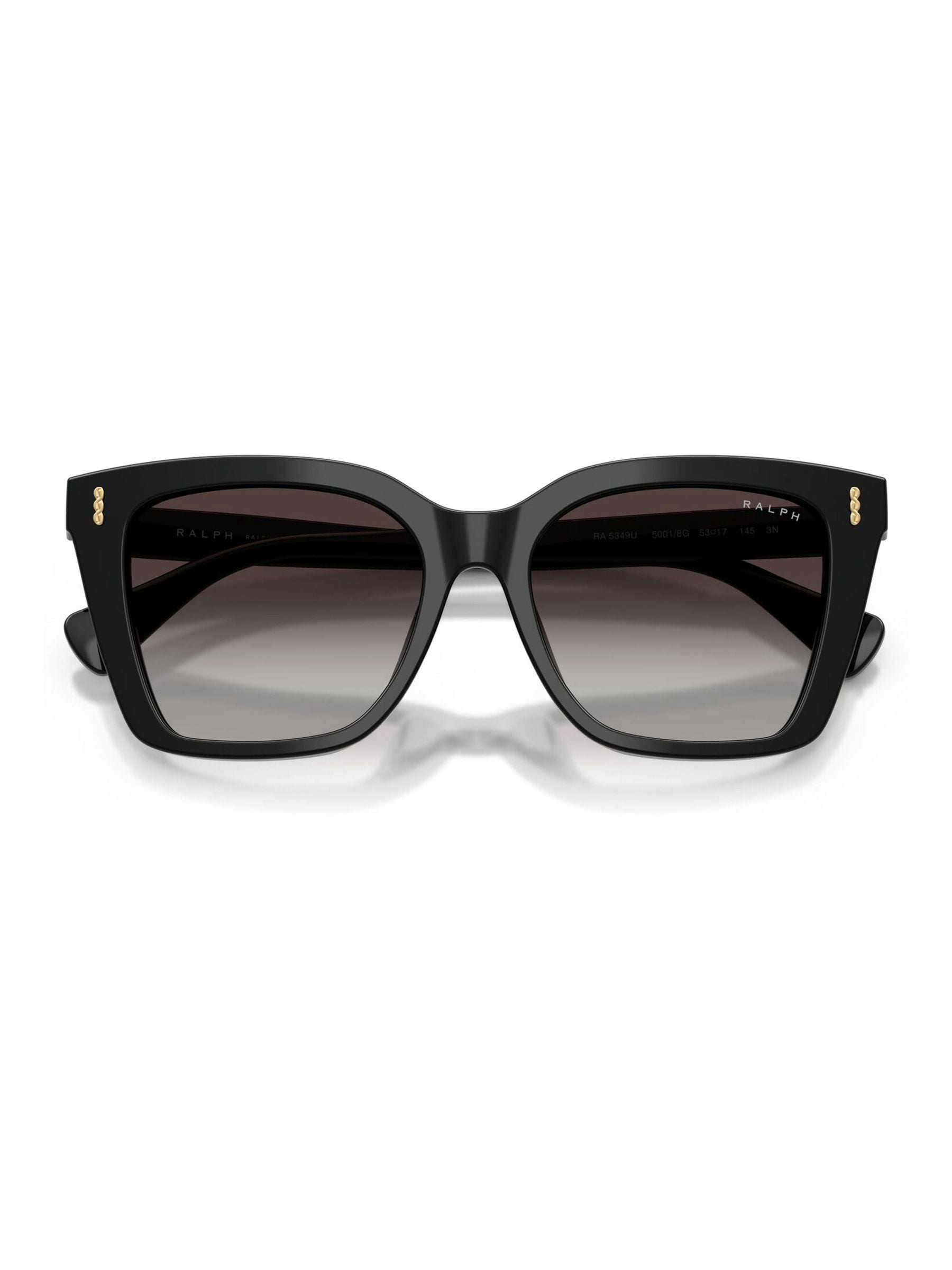 Ralph Lauren black square sunglasses polished acetate grey gradient lenses (British brand)