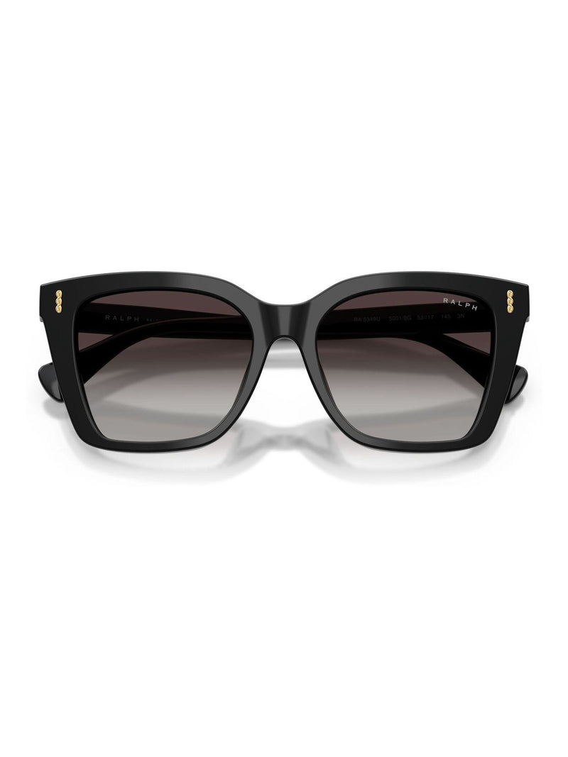 Ralph Lauren black square sunglasses polished acetate grey gradient lenses (British brand)