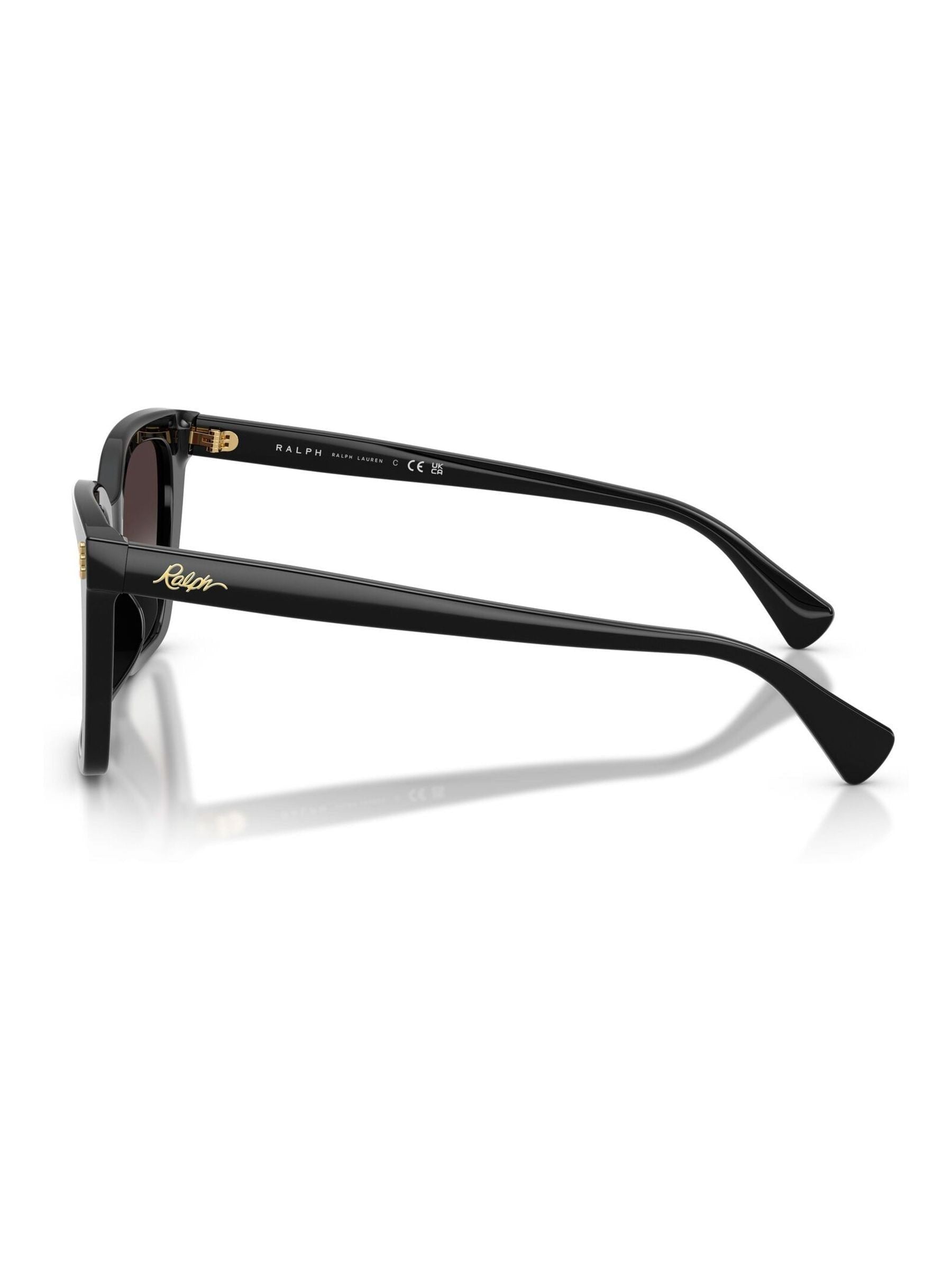 Ralph Lauren black square sunglasses polished acetate grey gradient lenses (British brand)