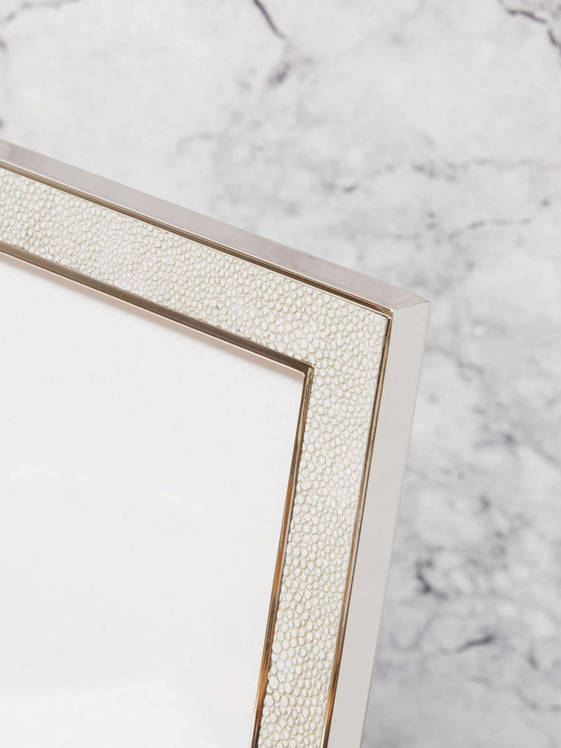 Widdop cream faux shagreen metal plated photo frame (British brand)