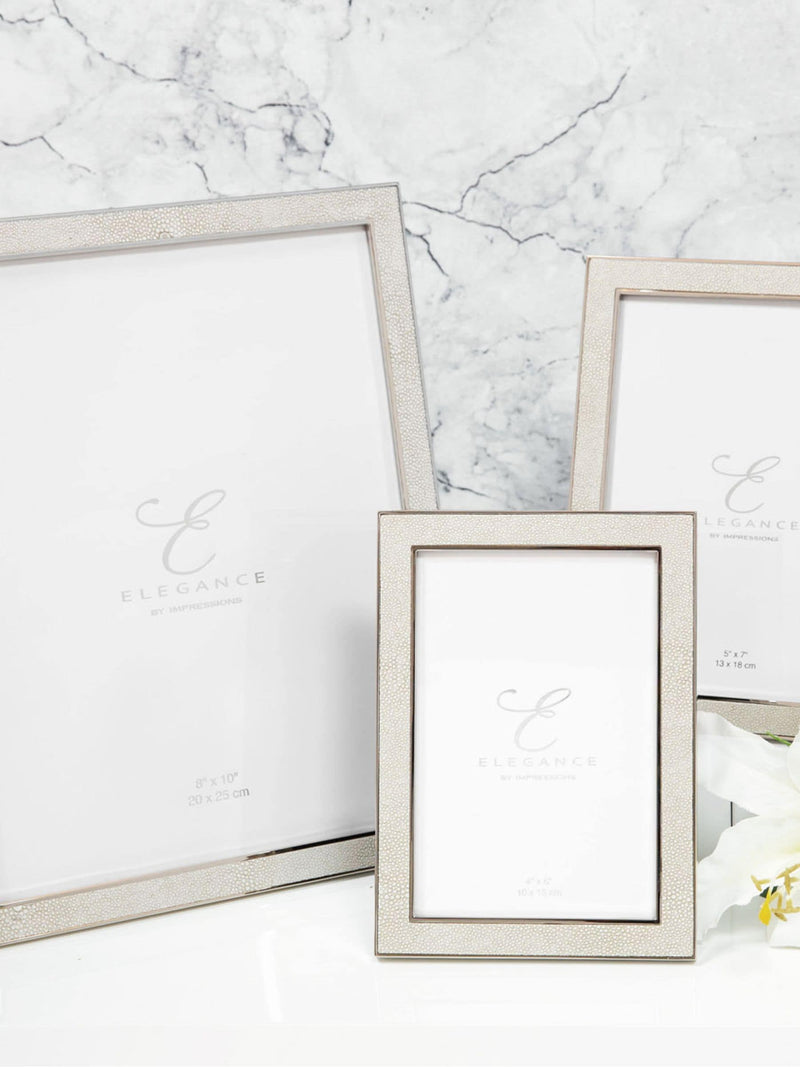 Widdop cream faux shagreen metal plated photo frame (British brand)