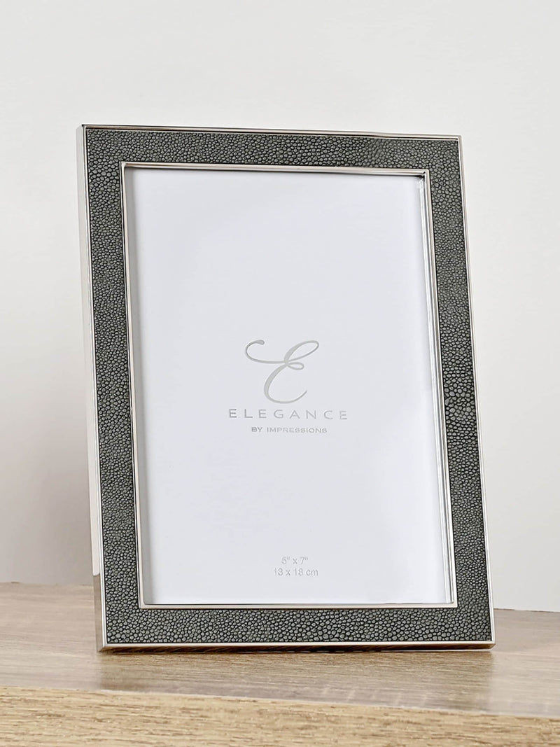 Widdop grey metal plated faux shagreen photo frame 5x7 (British brand)