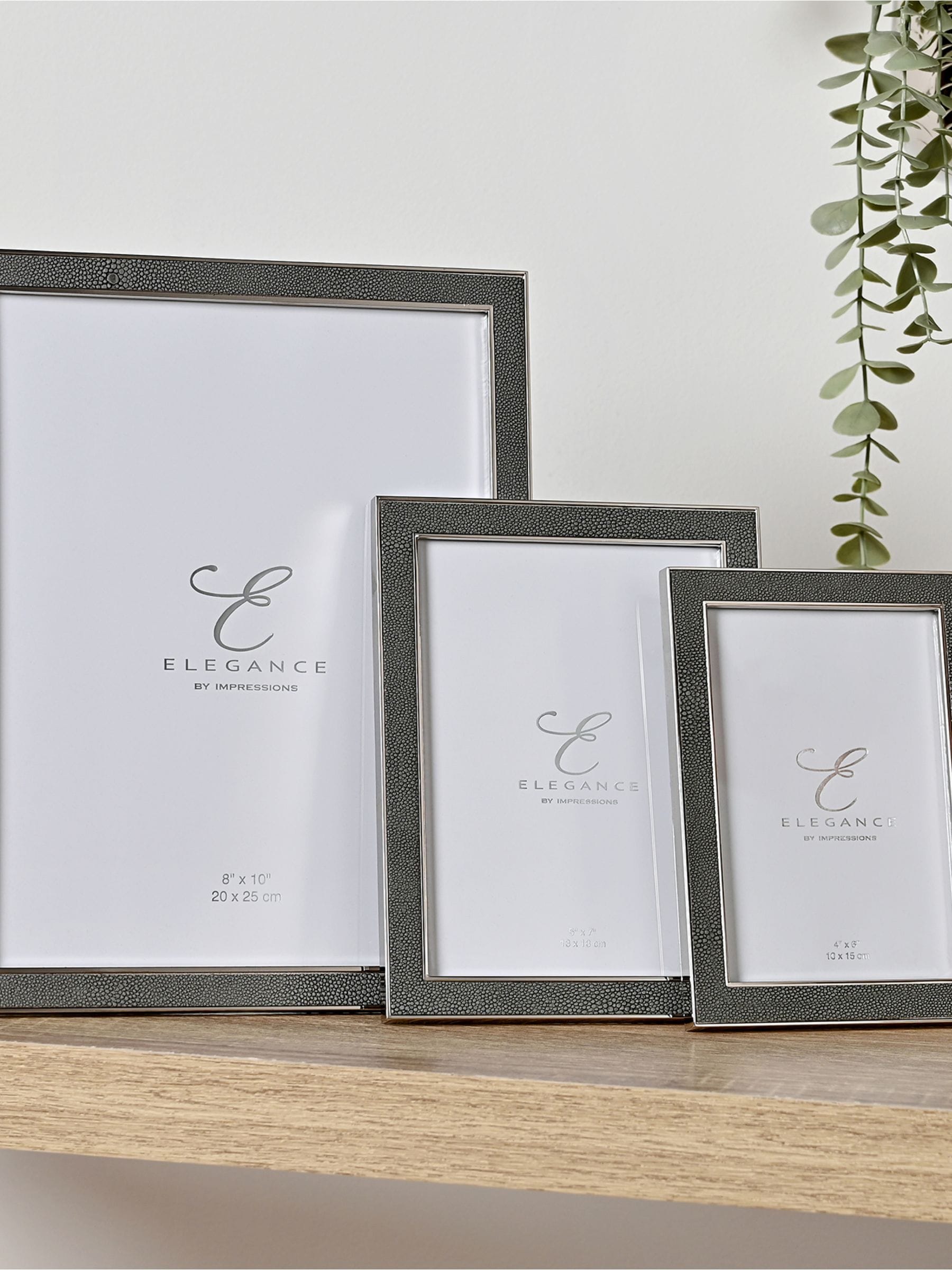 Widdop grey metal plated faux shagreen photo frame 5x7 (British brand)