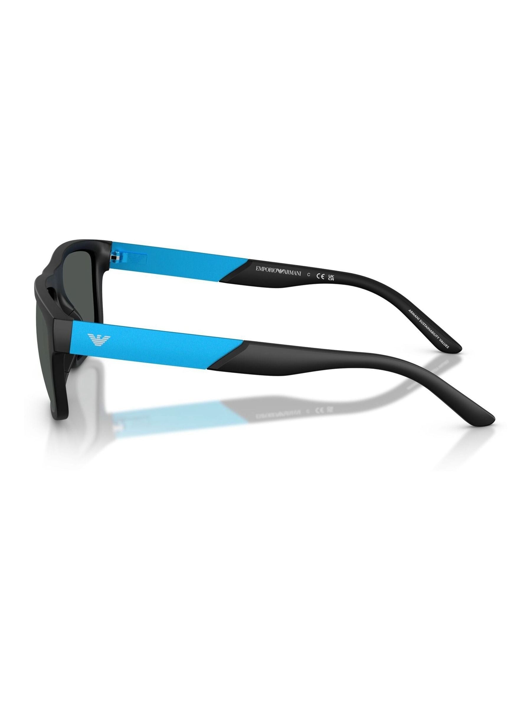 Emporio Armani rectangle sunglasses matte black dark grey lenses, imported from the UK