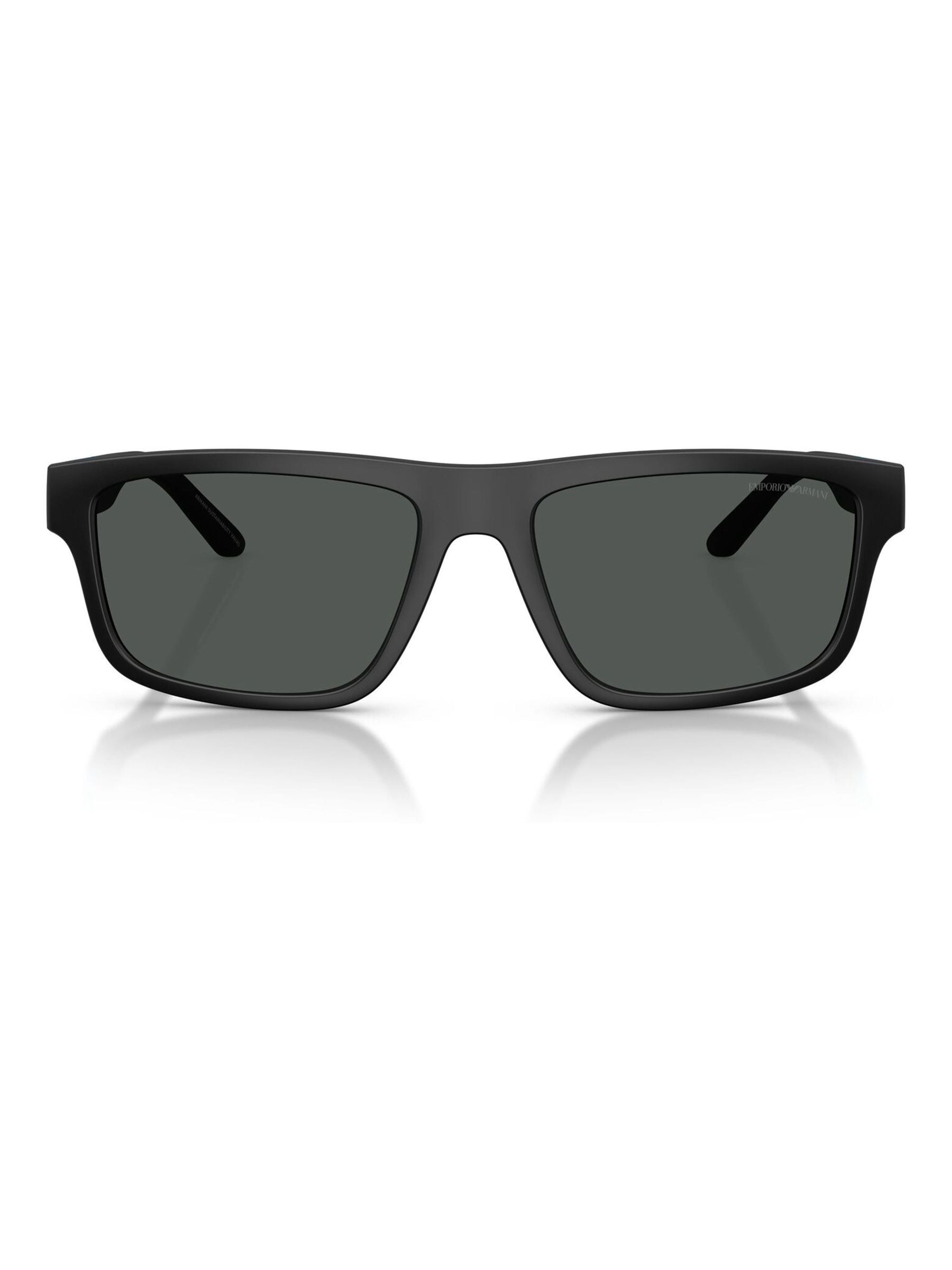 Emporio Armani rectangle sunglasses matte black dark grey lenses, imported from the UK