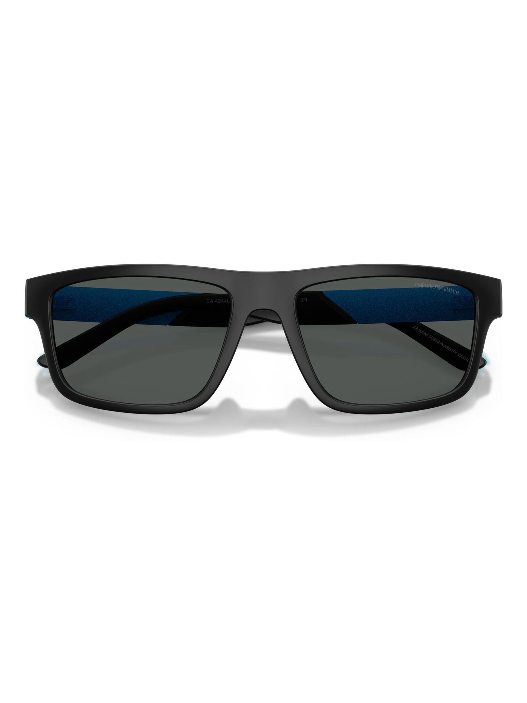 Emporio Armani rectangle sunglasses matte black dark grey lenses, imported from the UK